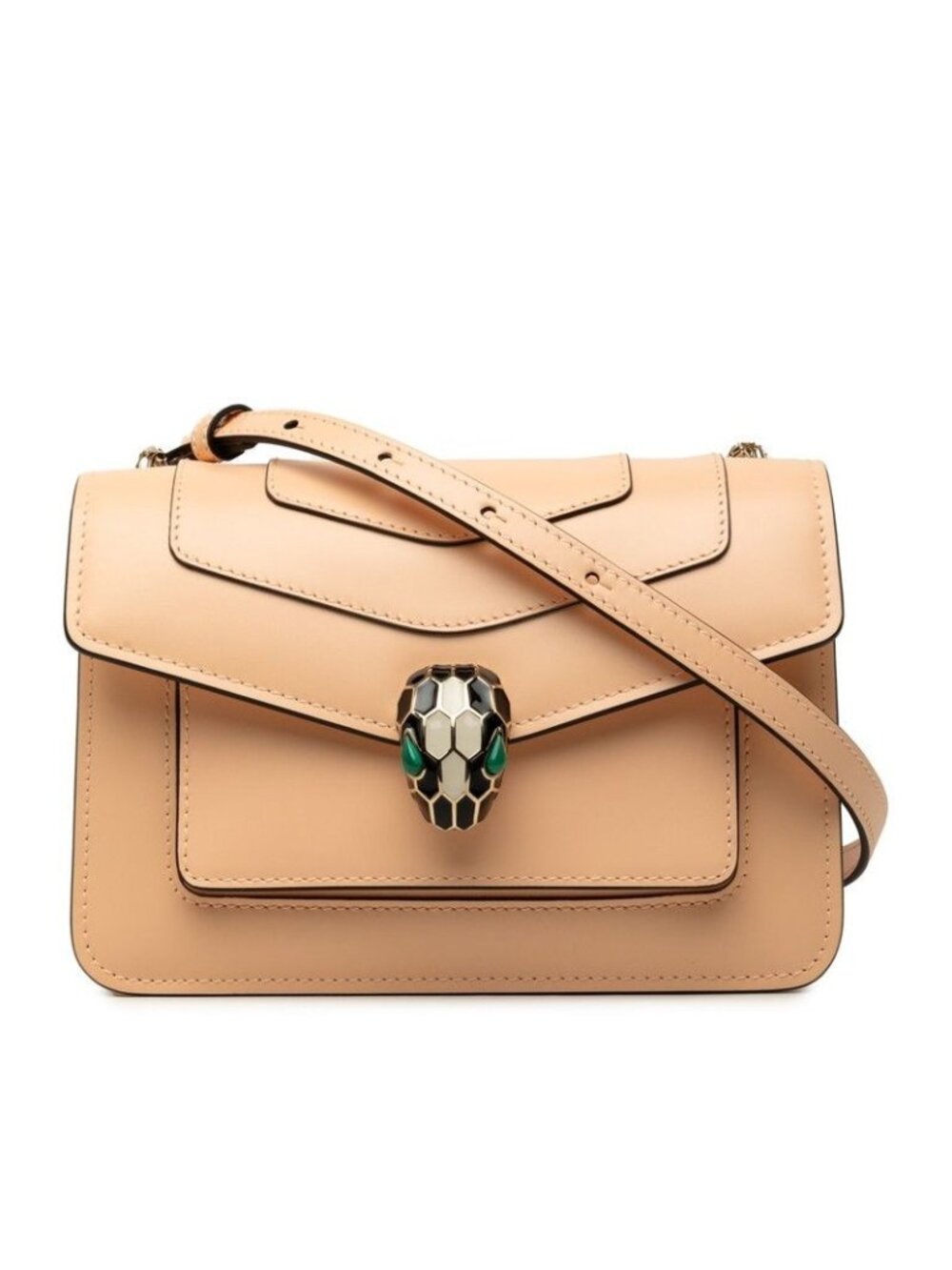 Bvlgari Serpenti Forever Chain Shoulder Bag Beige Leather